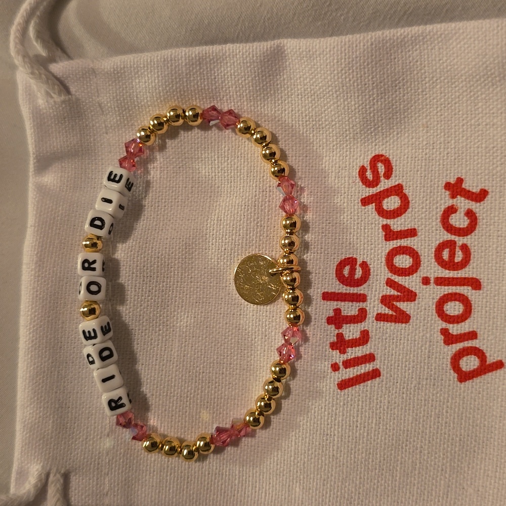 Little Words Project  Bracelet with Pink and Gold Beads